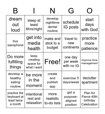 Vision 2024 Bingo Card