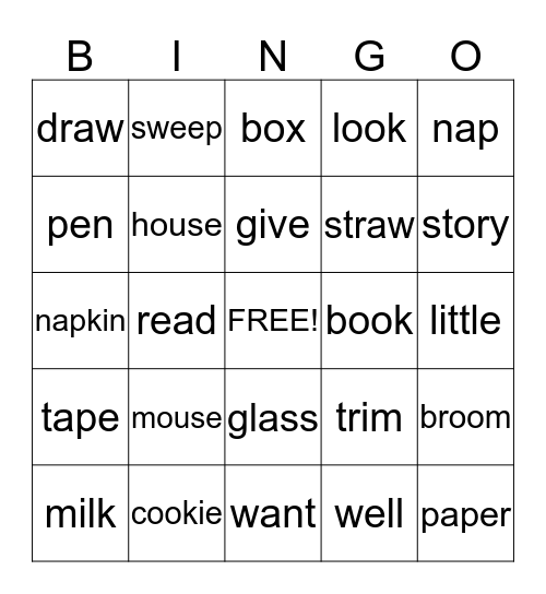 If You Give A Mouse A Cookie Bingo Card