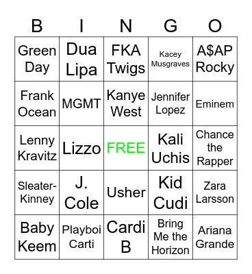 2024 Albums Bingo Card