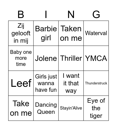 Muziek Bingo Card