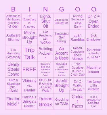 Workingo Bingo Card