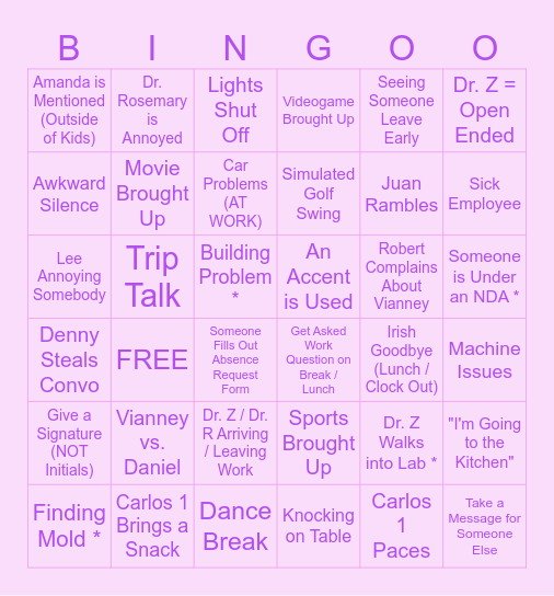 Workingo Bingo Card