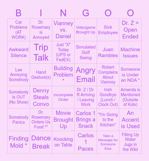 Workingo Bingo Card