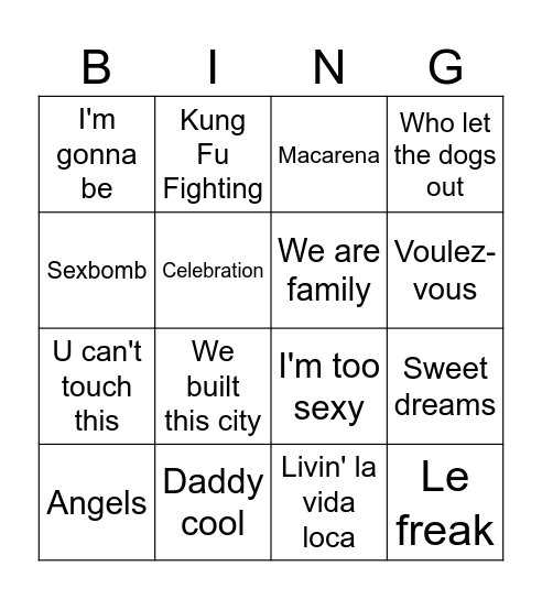Muziek Bingo Card