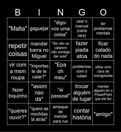 Careca pré-histórico Bingo Card