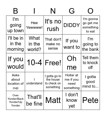 Boss Man Bingo Card