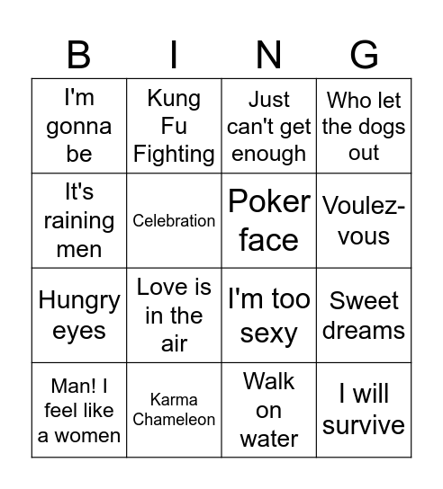 Muziek Bingo Card