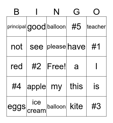 Sight Word Bingo 3 Bingo Card