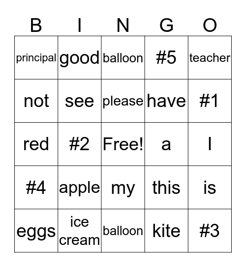 Sight Word Bingo 3 Bingo Card