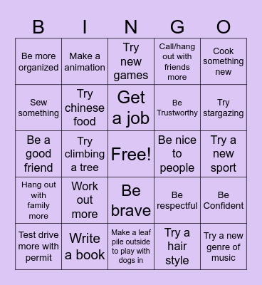 New years bingo Card