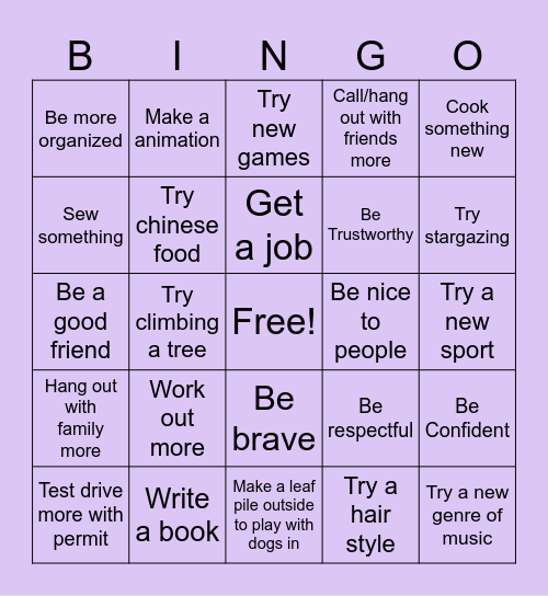 New years bingo Card