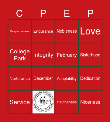 SISTERHOOD VIRTUES BINGO Card