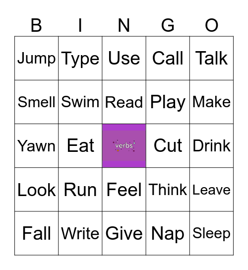 Verbs Bingo Card