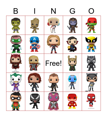 Superhero Bingo Card