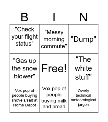 Snowstorm cliche bingo! Bingo Card