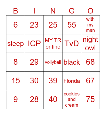 Number Bingo 1-75 Bingo Card