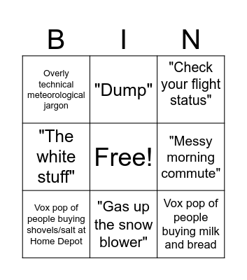 Snowstorm cliche bingo! Bingo Card