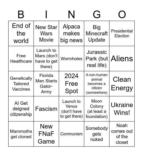 2024 Bingo Card Bingo Card