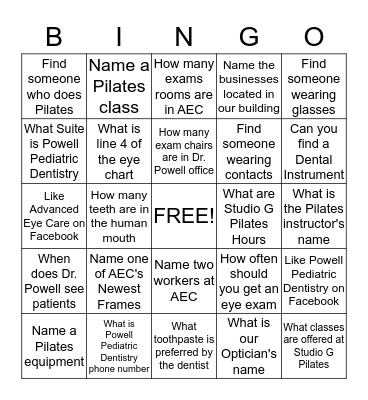 Open House BINGO Card