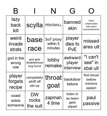 Betty SWC Bingo Card