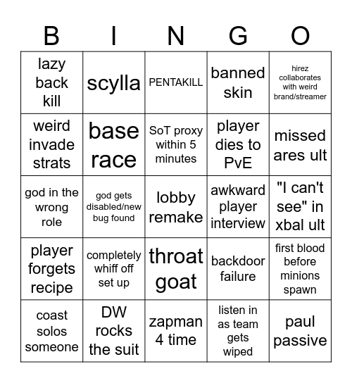 Betty SWC Bingo Card