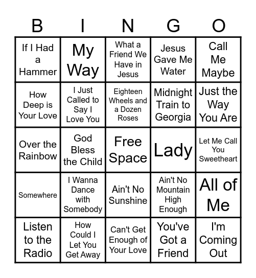 Music Bingo Card