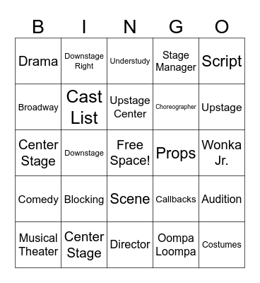 Theater Bingo Card