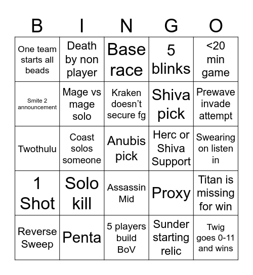 Untitled Bingo Card