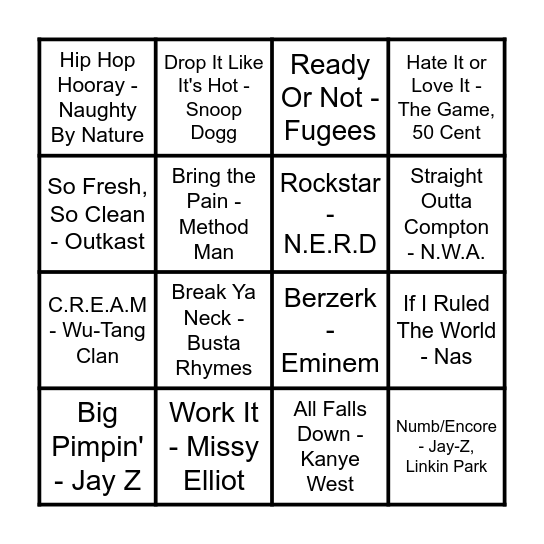 Bingo Beats HHC Bingo Card