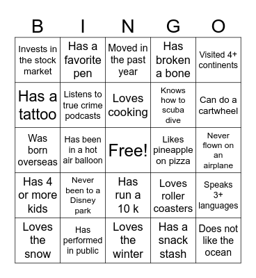 Coworker Bingo Card