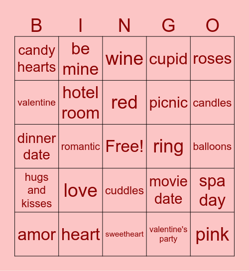 Galentine's Bingo Card