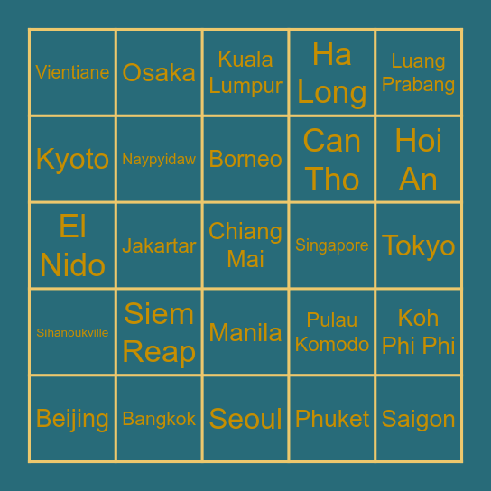 City of countries Bingo Card