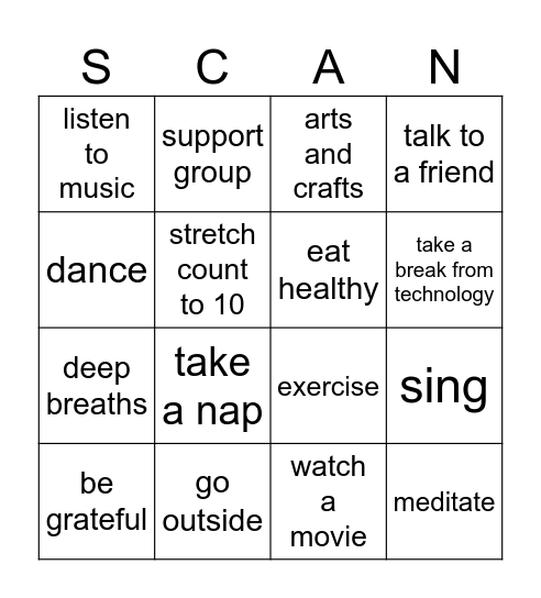SELF-CARE BINGO Card