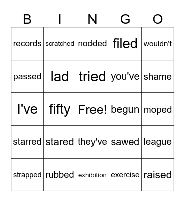 Corrective Reading b2 words from lesson 11/12 Bingo Card