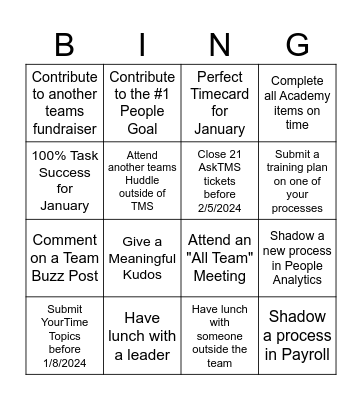 January People Analytics Bingo Card