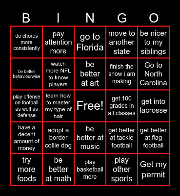 Personal bingo Card