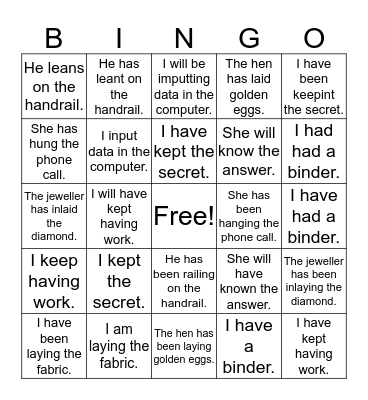 Test Review Bingo Card