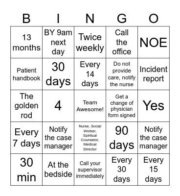 Accreditation ready Bingo Card