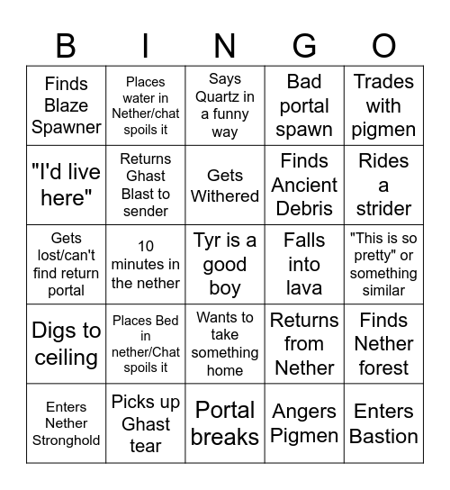 Layna Goes To Hell Bingo Card