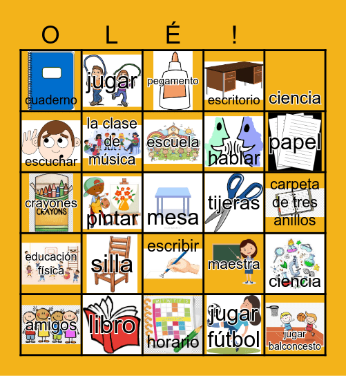 Escuela Bingo Card