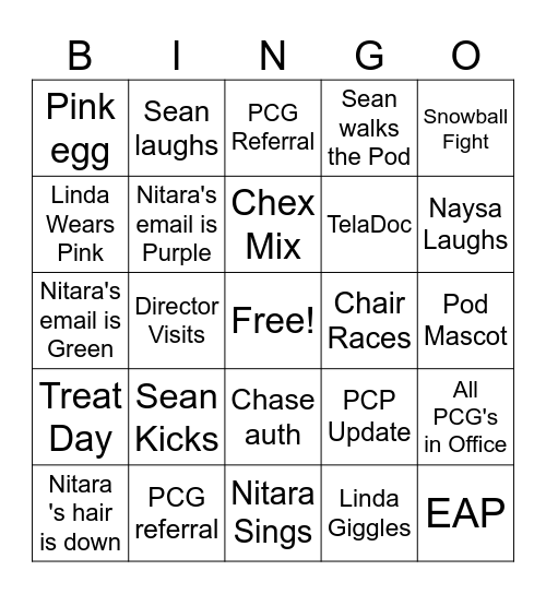Pod 15 Shenannigans Bingo Card
