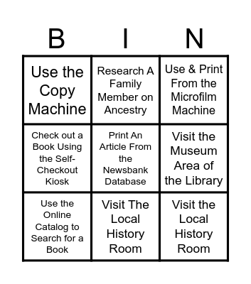Library Adventure Bingo! Bingo Card