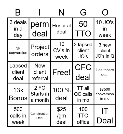 2024 Focus Bingo Card