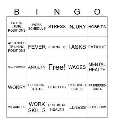 VOCABULARY Bingo Card