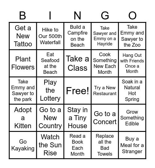 No Pressure New Year's Bingo Card