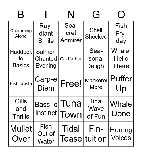 Sockeye Bingo Card