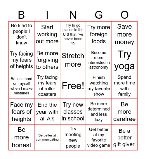 New Year's Bingo Board Bingo Card