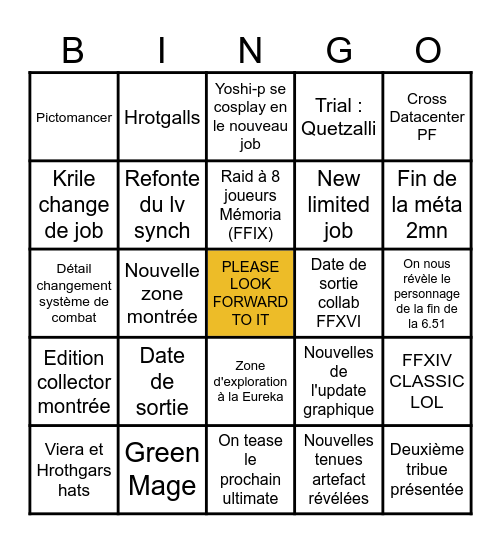 FFXIV Fanfest Bingo Card