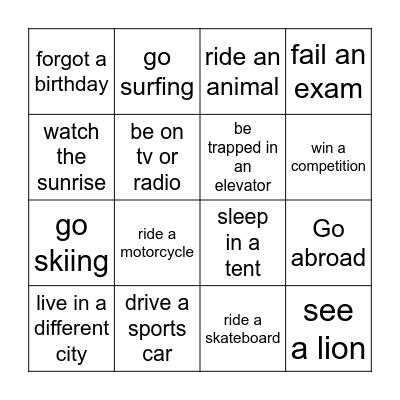 Have you ever... Bingo Card