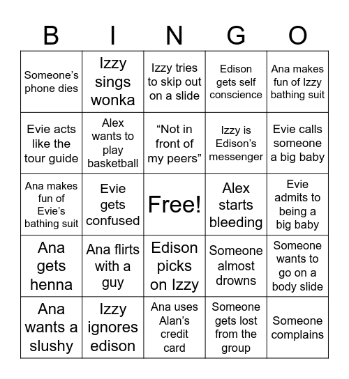 Kalahari bingo Card